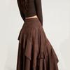 Wildleder-Spitzenrock Damen Hohe Taille Vintage Locker Lang