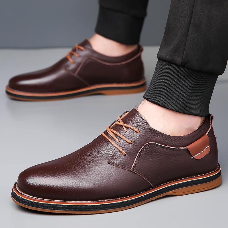 Casual Leather Fashionable Business Shoe Classic Office Walking Oxford Shoes Versatile Lace-Up Wedding Retro Flat Designer Shoes
