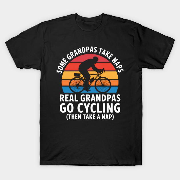 Men Black Print T-shirt Some Grandpas Take Naps Real Grandpas Go Cycling Funny No-Cut Transfer Paper Print Cotton Tshirt S чёрный