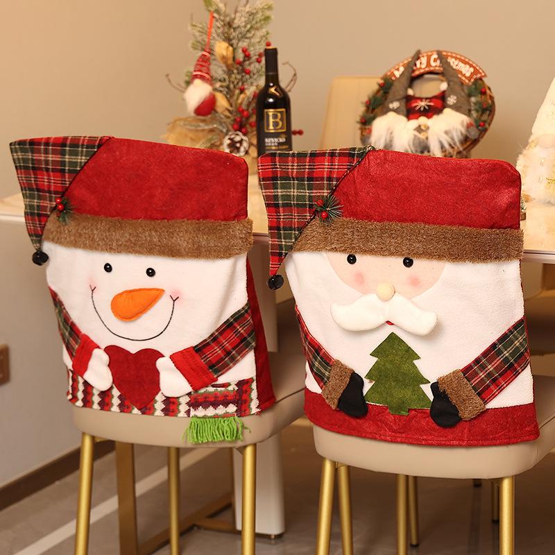High-Grade Christmas Ornament Hat Chair & Doll Stool Covers for Home Party Decoration