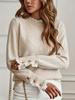 European-American Chic Knit Pullover with Lace Trim - Women's Autumn/Winter Long Sleeve Sweater