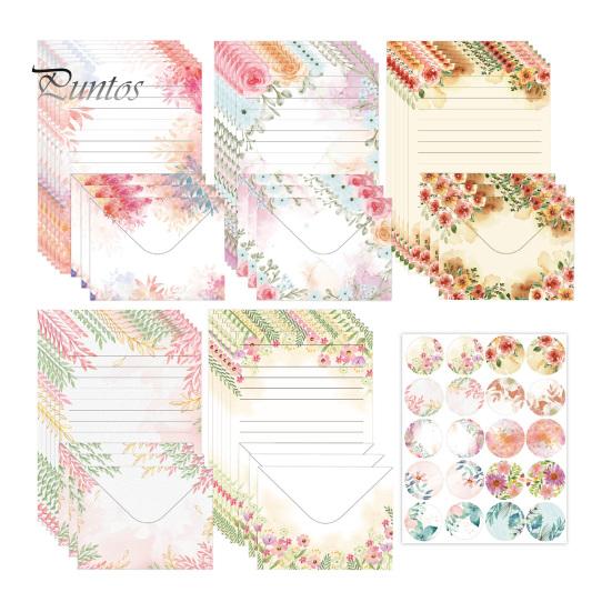Decorative Writing Paper for Letters Watercolor Letterhead Set, Envelopes Letter And Stickers Handwritten Blessing Note Cards Kit, Correspondence