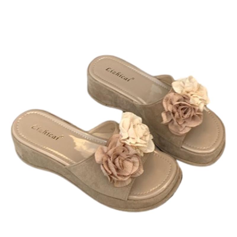 Fashion Wedges Women Slippers Platform Fashion Shoes Flower Casual Pumps Dress Woman Sandals 2025 Summer Brand Trend Female Zapatillas
