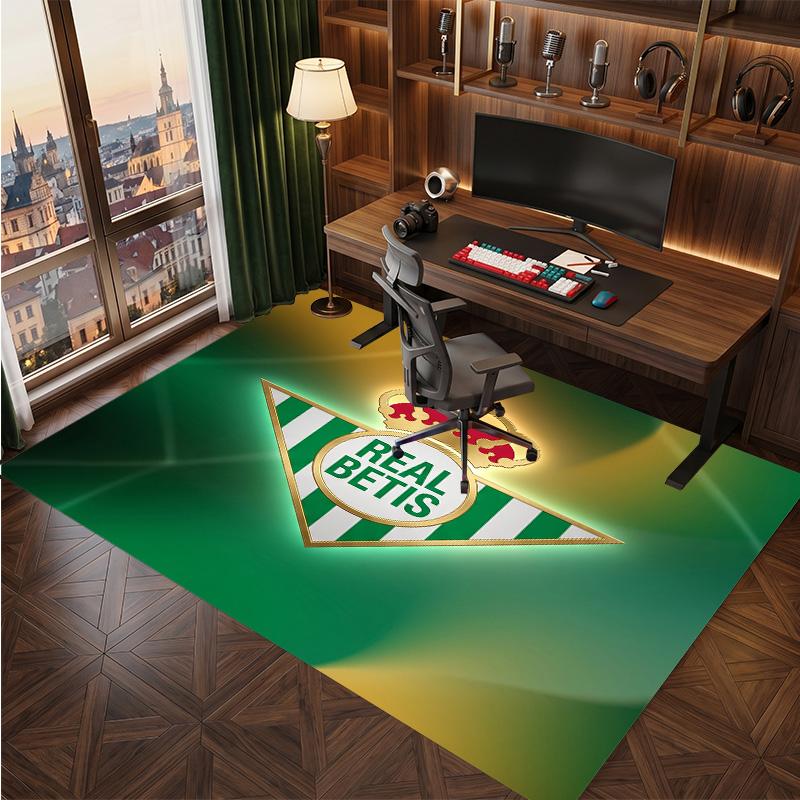 Real Betis Football Print Crystal Velvet Rug, Comfortable Water Absorbent Non Slip Indoor Floor Carpet