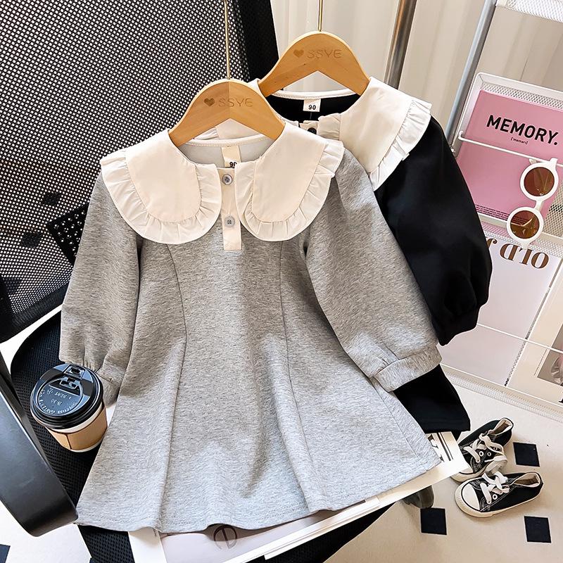Mädchen Mittellanges Herbst Prinzessin Sweatshirt Kleid - RQ298