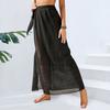 High Waist Side Split Lace-up Cover Up Skirt Solid Color Beach Maxi Skirt Bikini Wrap Beachwear