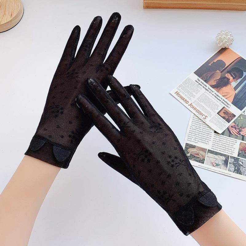 

Летние солнцезащитные перчатки летние милые тонкие с защитой от УФ-лучей one size fits all чёрный