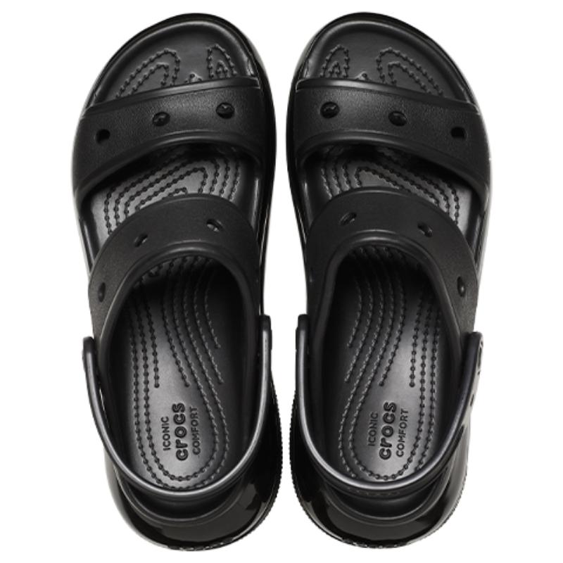 Crocs Thick-Soled One-Strap Sandals Mega Crush Sandal 'Black' Unisex