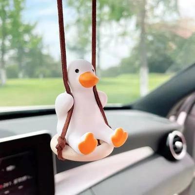 Gips Niedliche Cartoon Auto Accessoires Schwingender Entenanhänger Rückspiegel Kann als Geburtstagsgeschenk Zubehör Autoparfüm verwendet werden