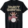 Heavy Metal Headbanger Gift Drummer Cat Playing Drum Meowtal T-Shirt