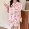 Pajamas Women's Summer Cow Crayon Small New Short-sleeved Shorts Cartoon Cute High-value Casual Style Loungewear Set
