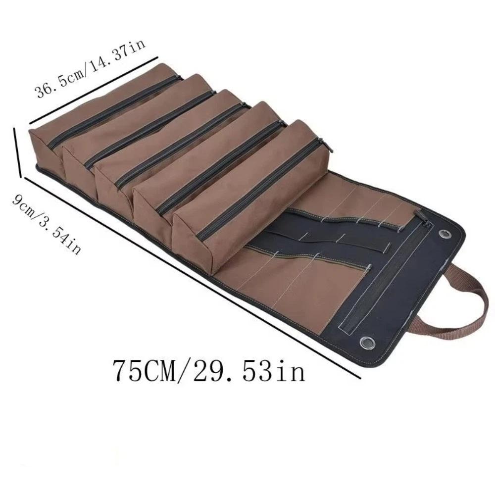 Waxed Canvas Tool Roll Up Bag 15 Pockets Canvas Tool Organizer Heavy Duty Tool Roll  Repair Work