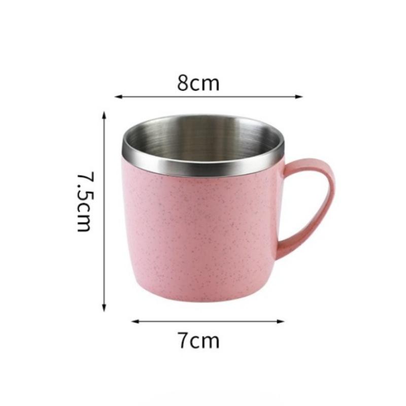 Stainless Steel Wheat Straw Element Cup Portable Double Wall Heat-insulating Coffee Tumbler Household Anti-scalding Drinking Mug