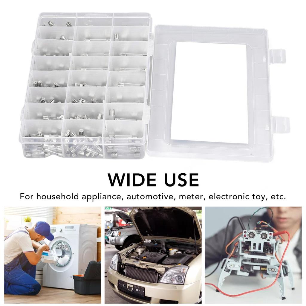 360Pcsbox Glass Fuse Tube 0.25A‑20A 24 Types 6X30Mm 5X20Mm Assortment Set Kit For Circuit Protection