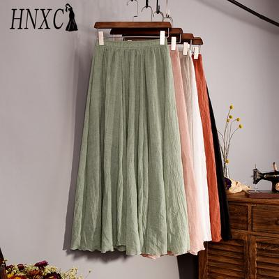 HNXC Women's Fashion Casual Solid Color Print Summer Spring Skirt