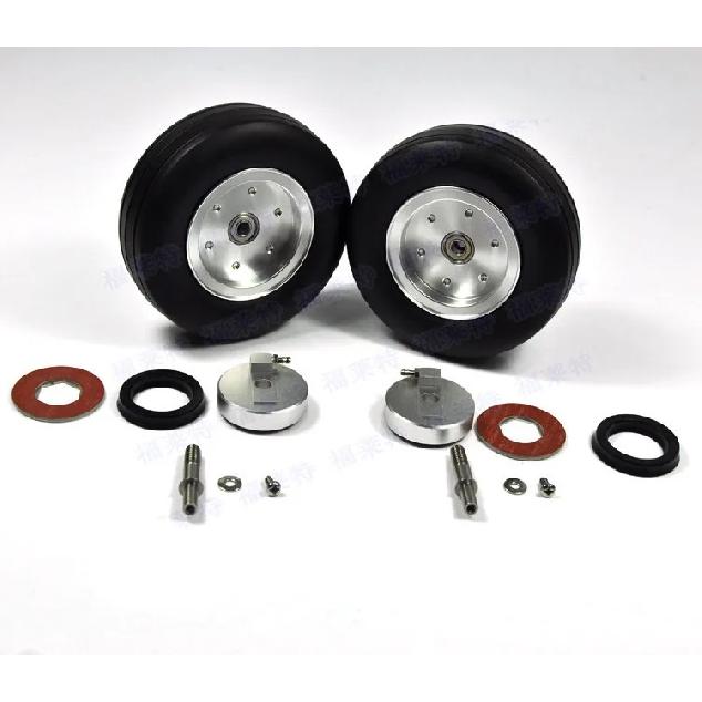 1 Set Of 3.5" Left and Right High Quality RC Rubber Wheel With Brake Axle For Airplane Viper Brake System