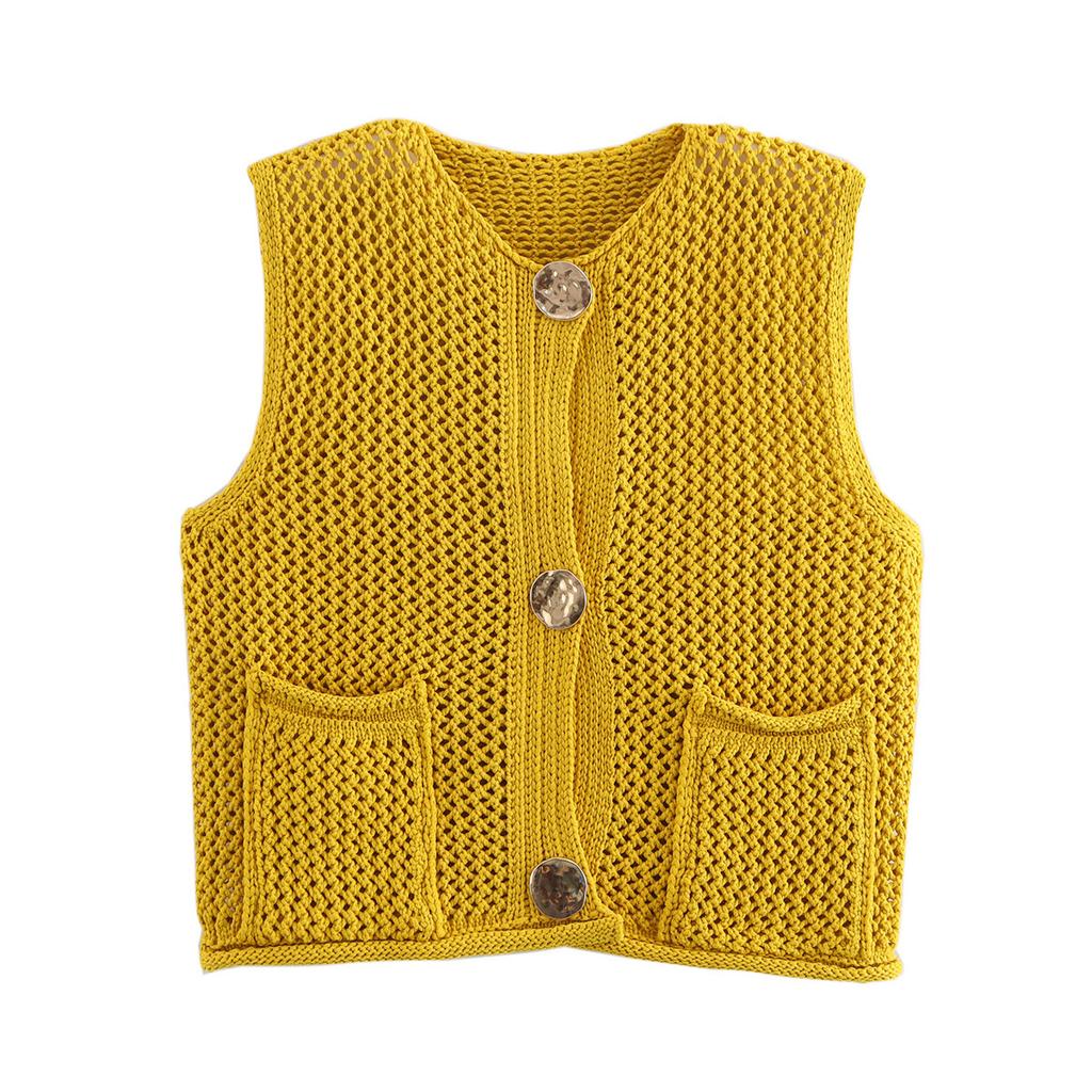 DAFIFY Damen Mode Lässig Frühling Herbst Einfarbige Druck Ärmellos V-Ausschnitt Pullover