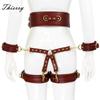 Bundle set includes waist belt, wrist and thigh covers, cross buckle, adult game restraint device, handcuffs, leg covers, and sex toys