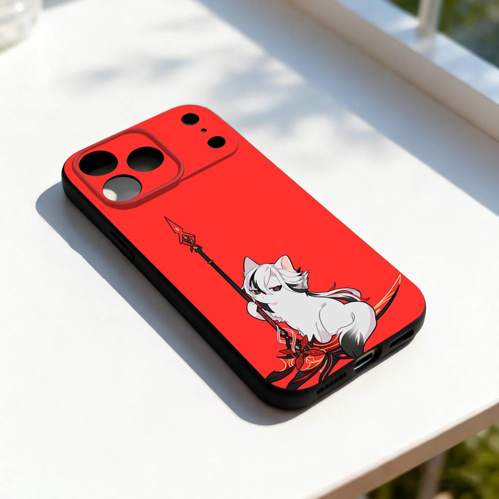 

G-Genshin Impact ArlecchinoS Phone Case Silicone Black Soft For iPhone 17,16,15,14,13,12,11,Pro,Max,Plus,E,SE4,Air,Mini iPhone14ProMax