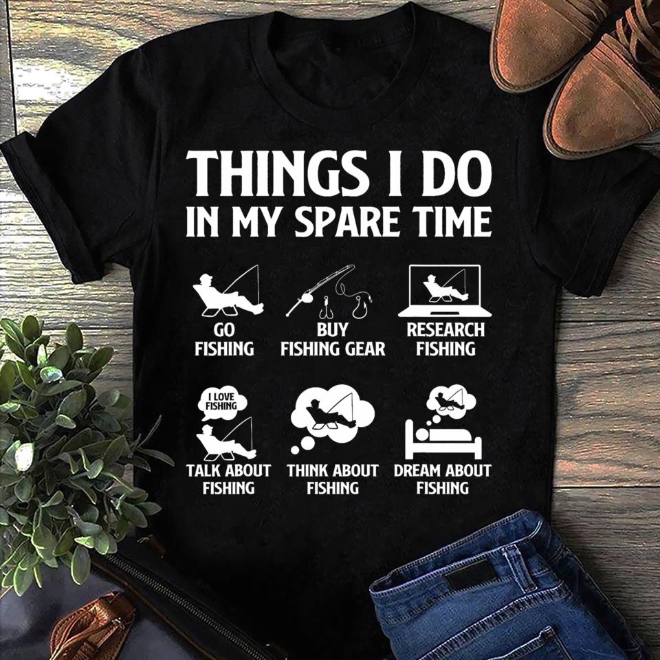 Funny Bass Fishing T-Shirt Things I Do In My Spare Time Women Men T Shirts S чёрный