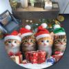 Christmas Kittens Round Area Rug,Carpet Rug for Living Room Bedroom Sofa Playroom Decor,Non-slip Floor Mat