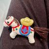 Cute Embroidery Horse Brooch Flower Cloth Fabric Pony Brooch Kawaii Cartoon Sweater Pin  Girl