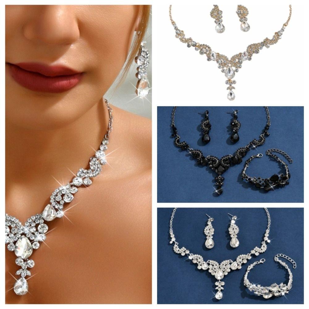2PCS/3PCS/SET Sparkling Bridal Jewelry Sets Temperament Crystal Jewelry Sets  Holiday Gift