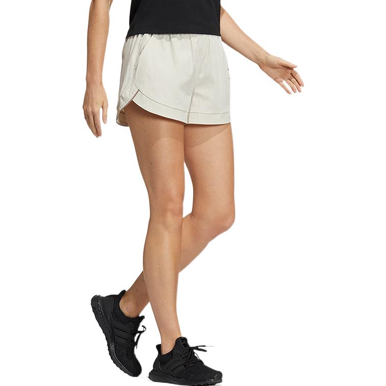 adidas Logo Elastic Waist Athletic Shorts Women Bottoms White HE9954