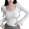 Womens Sexy Slim Fit U-Neck Long Sleeve T-Shirt Casual Daily Party Top Fall Season