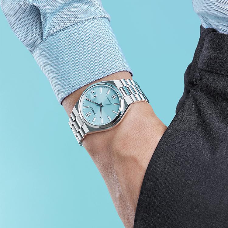 Citizen ME Mechanical Movement Stainless Steel Strap Watch Unisex Blue Dial NJ0151-88M