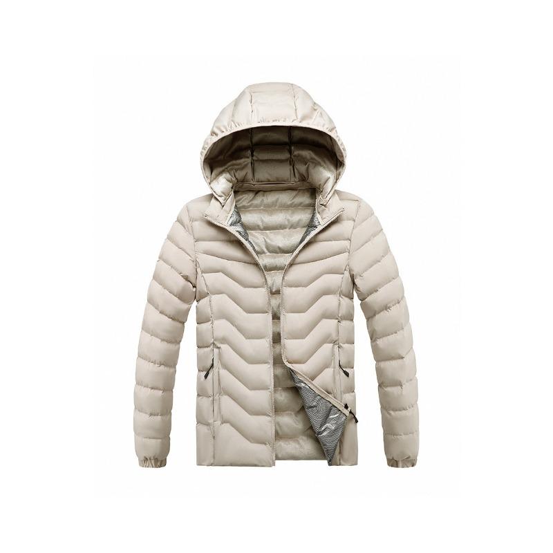 Lightweight Cotton Coat Men's Winter Solid Color Graphene Removable Cap Plus Velvet Thickened Hooded Jacket Men