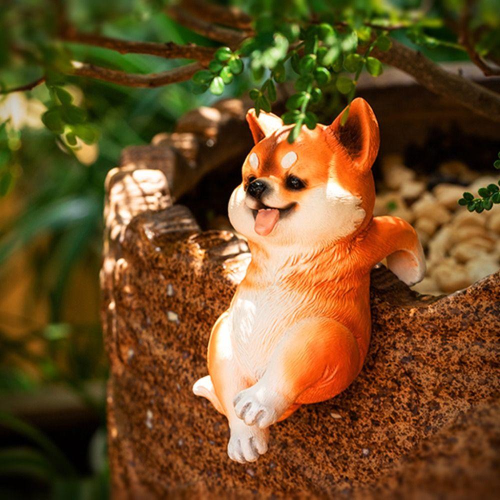 3D Dog Climbing Garden Statue Cute Fish Tank Figurine Garden Figurine  Garden