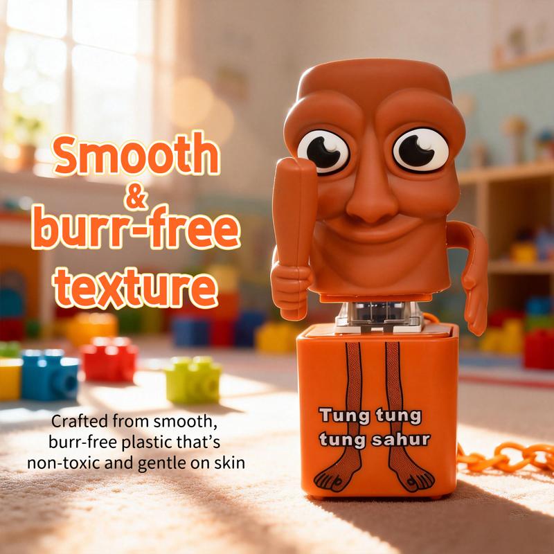 Tung Tung Tung Sahur Fidget Keyboard Clicker Keychain Anxiety Relief Stress Toy Keychain With Sound And Light Action Figure