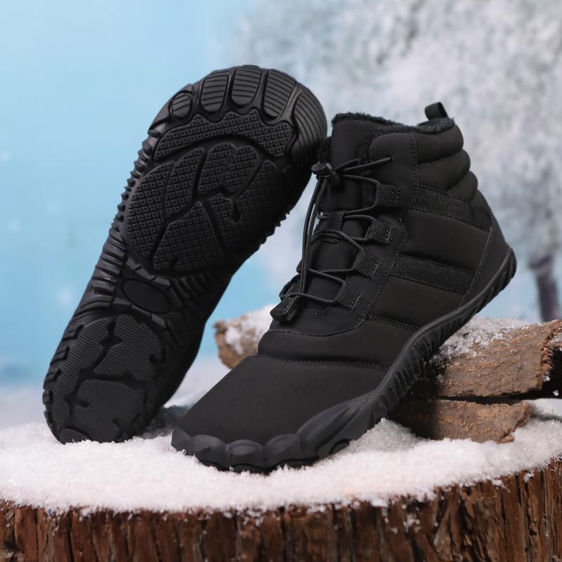 Men High-top Cotton Shoes Unisex Winter Plush Snow Boots Non-slip Women Outdoor Hiking Sneakers Wear-resistant Casual Walking Shoes