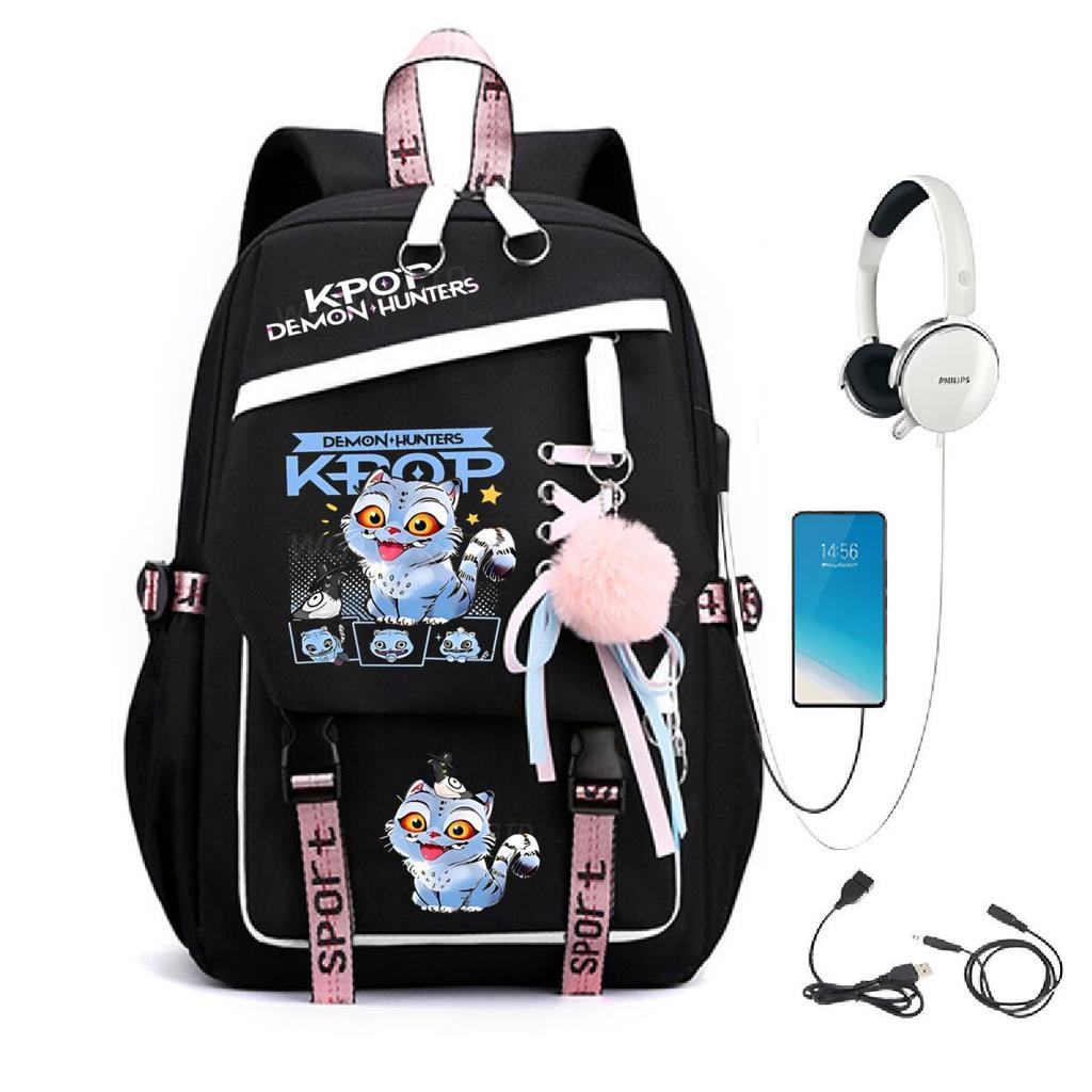 College style ins trend witch hunter Korean version USB multi-function backpack large capacity student bag
