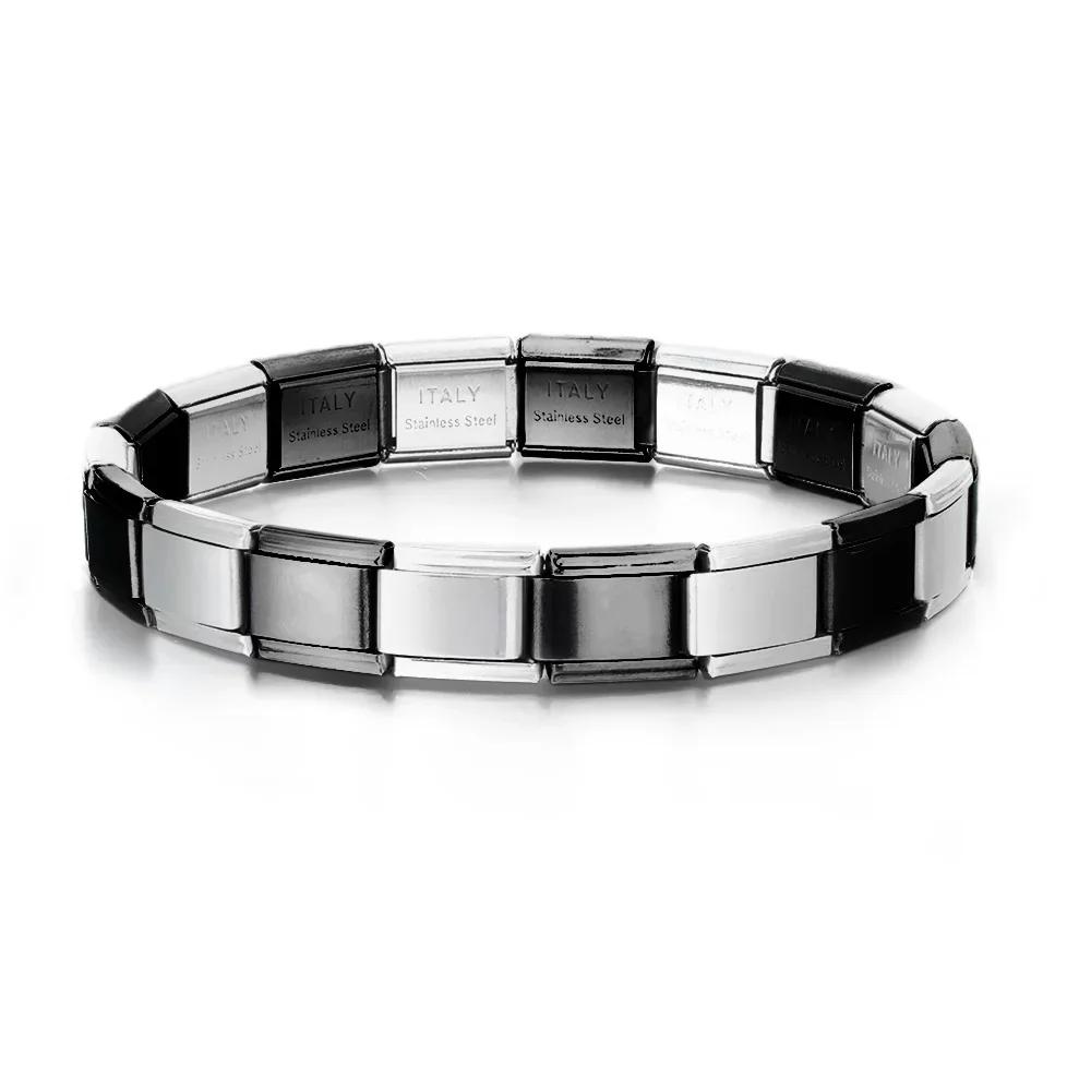 Italian Charm Link Stainless Steel Golden Bracelet for Woman Men DIY Making 9mm Bead Silver Color Retro Bangle Jewelry