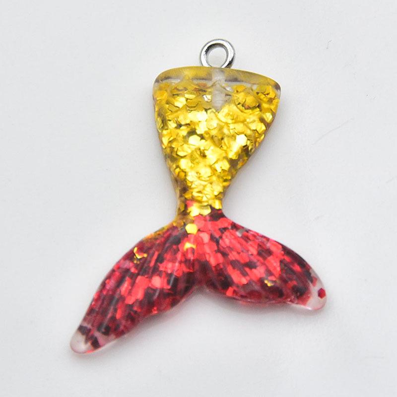 Gradient Resin Mermaid Tail Keychain Pendant Earrings - DIY Jewelry Accessory
