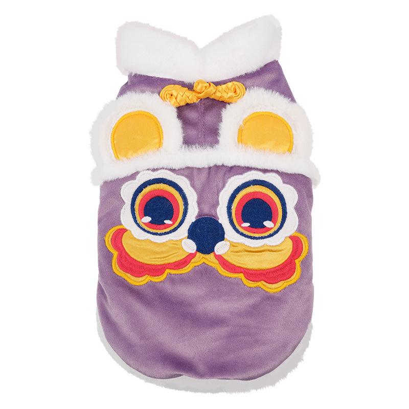 

Праздничная теплая хлопковая одежда для питомцев на осень и зиму, праздничная одежда для собак, вышивка льва на лацкане, одежда для собак на двух лапах 2XL светло-фиолетовый