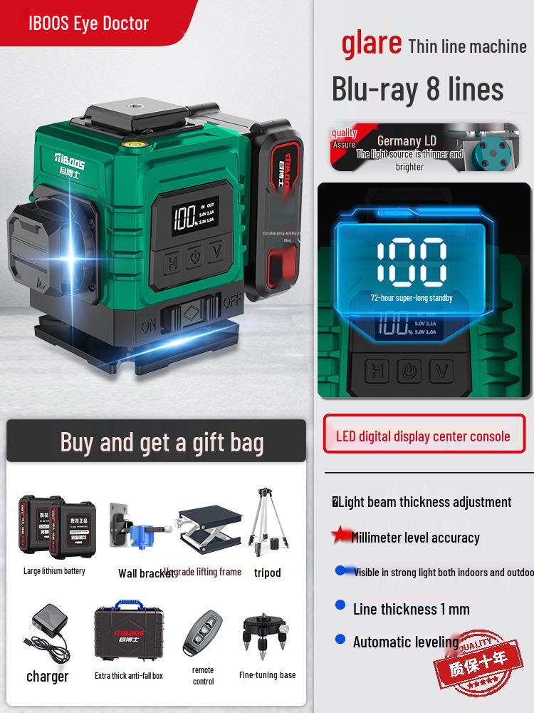 High-Precision Infrared & Green Light Laser Level with Auto-Leveling for Engineering and Surveying