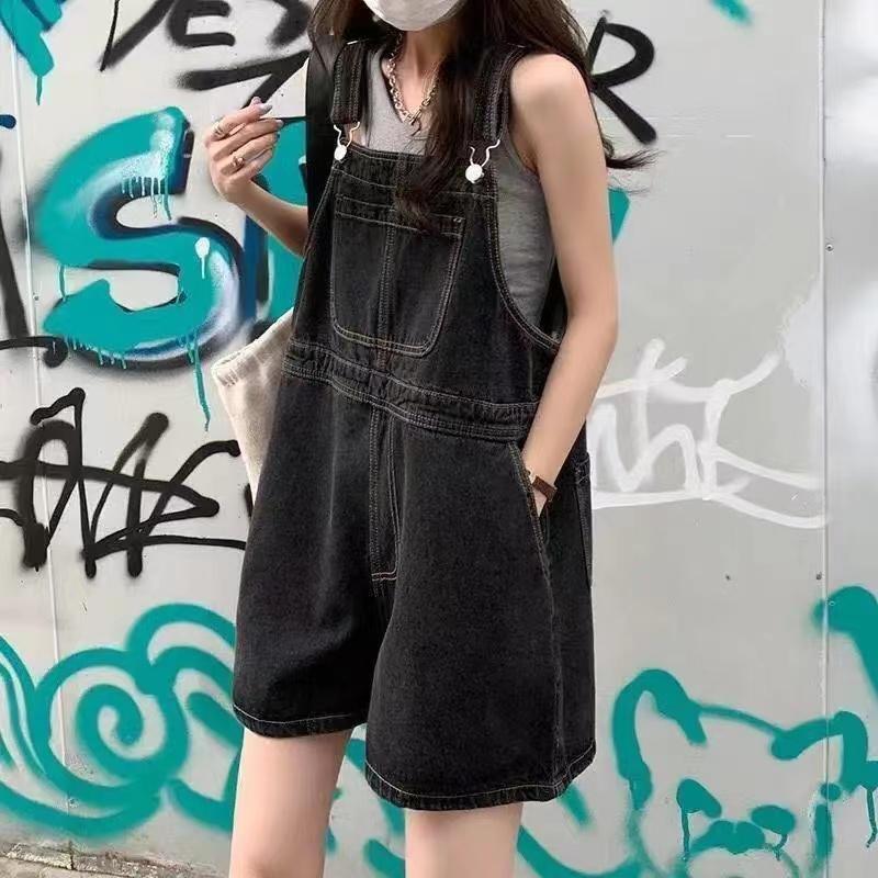 Sinised teksapüksid Naiste suvised lahtised laia säärega lühikesed püksid Korea kombinesooni lühikesed püksid naistele