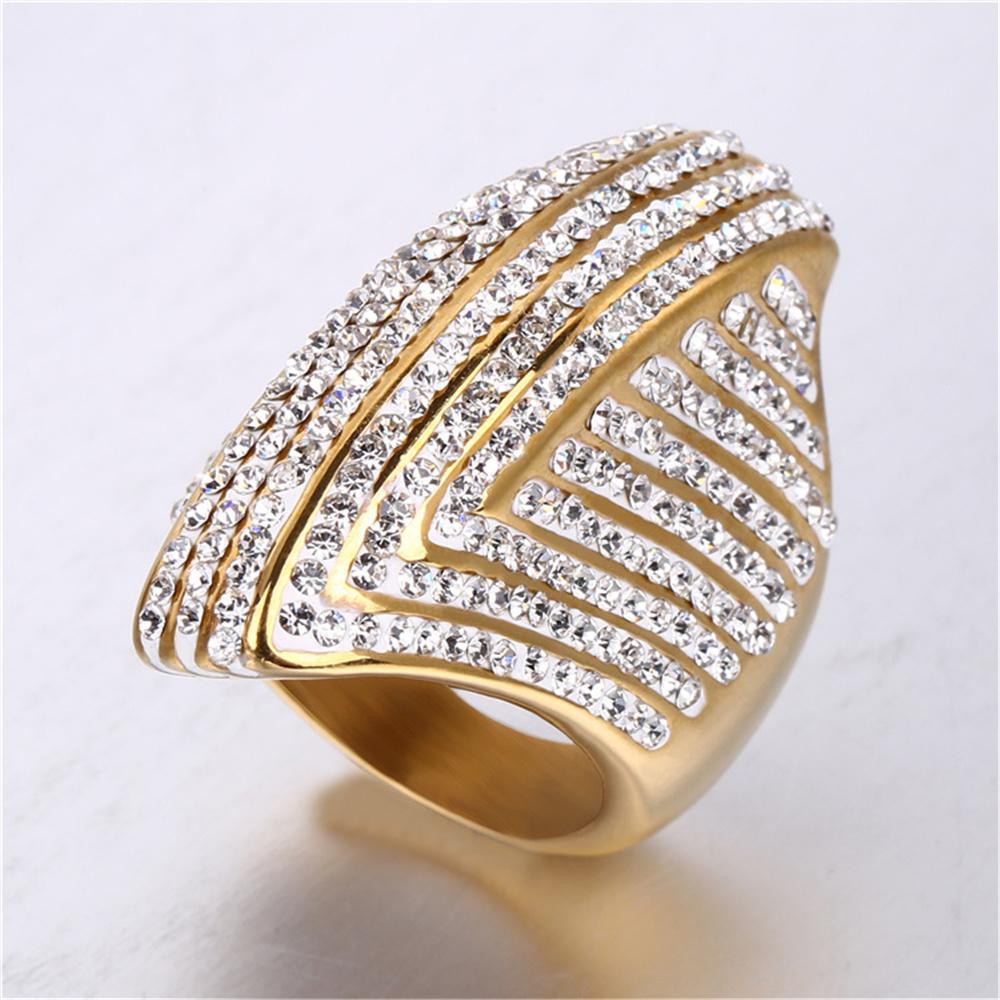 

Hip Hop Iced Out Bling Big Oval Ring Female Gold Color Stainless Steel Cocktail Rings for Women Party Jewelry High Quality 9&as picture
