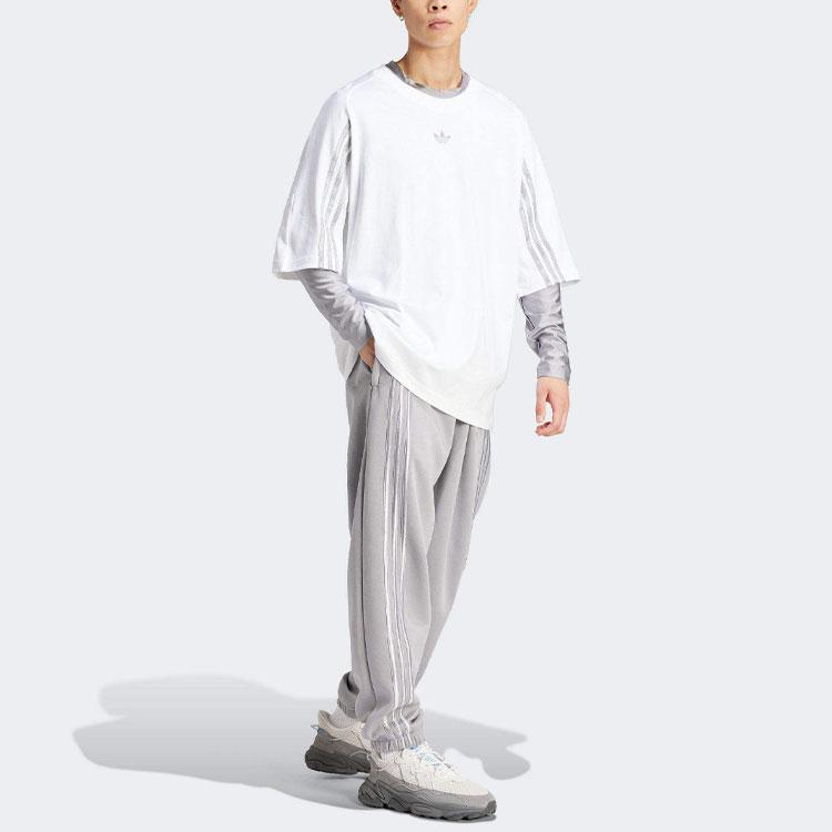 Adidas Originals Three Stripe Color Block Loose Fit Crew Neck Short Sleeve T-Shirt Men Tops White IT7446