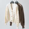 Retro Solid Color Cable Knitted Cardigan Women's Autumn Loose Button Open Cardigan Sweater Jacket