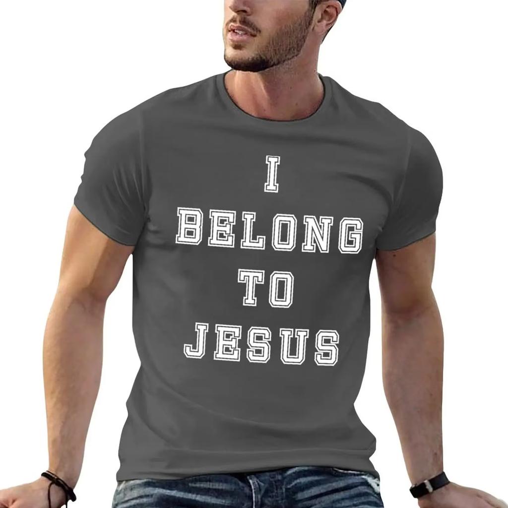 Męski T-shirt Nowy Kaka Należę do Jezusa Napis Top Chłopięca Koszulka Odzież Oversize Streetwear Luźny Casual Krótki Rękaw Modny Unisex