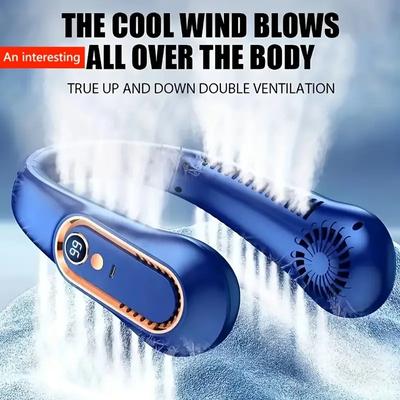 Bladeless Neck Fan - Hands-Free, 360° Cooling - 5 Speeds, Lightweight, Digital Display - Perfect for Outdoor Adventures