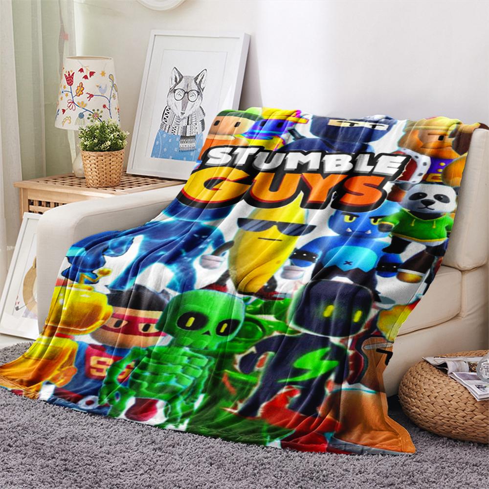 1PC Stumble Guys Print Flannel Blanket, High quality Comfortable for All Seasons, Home Decor, Warmth and Comfort, Perfect for Christmas Gifts184
