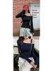 Hong Kong Style One-Shoulder Long-Sleeve Solid Color Slim Fit Chic Women's Top for Spring & Autumn