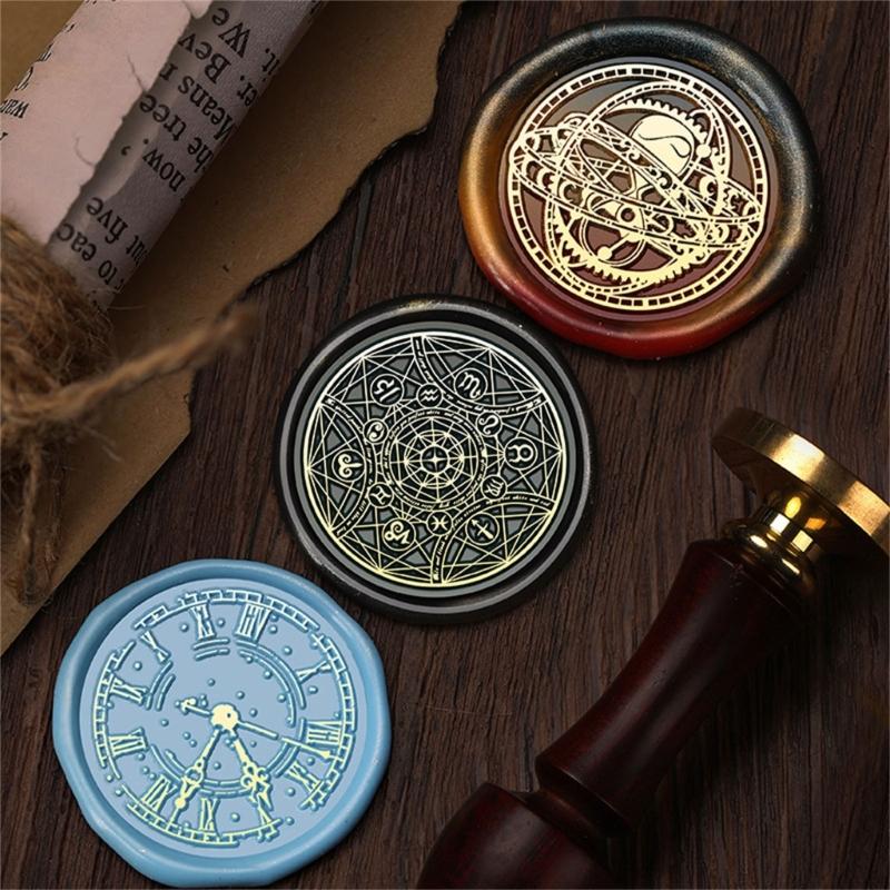 Astronomical Series Sealing Waxed Stamp Brass Head Clock Wax Seal Stamp for Envelope Wedding Invitation Decorations