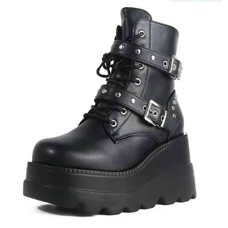 Fashion Women Boots 2025 New Ankle Boots Women Platform Wedges High Heels Short Boots New Fashion Designer Zip Cosplay Shoes for Women