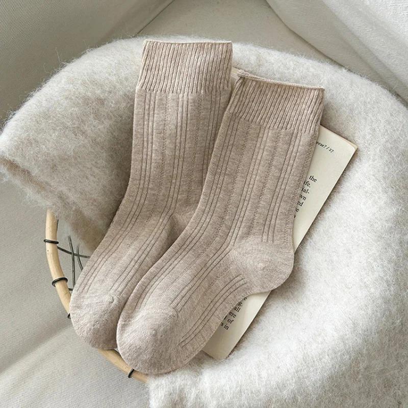 

1/6pairs Cashmere Wool Socks Women s Winter Thicken Warm Black White Pack Set Thermal Japanese Fashion Solid Color One Size